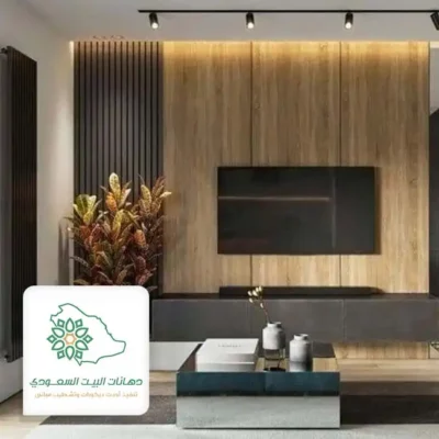 ديكور شاشة بسيط خشب