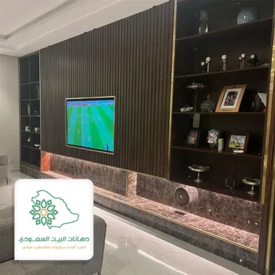 ديكور شاشة مع رفوف