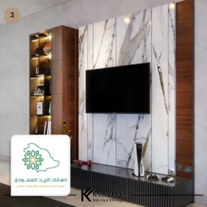 مكتبة شاشة بديل الخشب والرخام