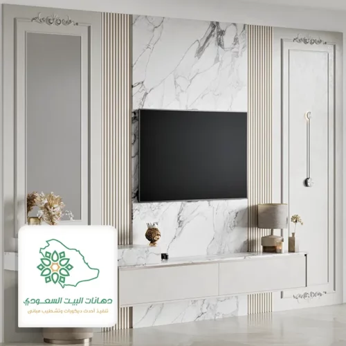 بديل الرخام خلف التلفزيون